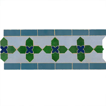 Mosaic House Moroccan tile Kmarshoun C 17-10-28-15 Green,   Cobalt Blue,   Sky Blue,   Teal, blue, green   solid zellige, mosaic, zellij, border, glaze, traditional 